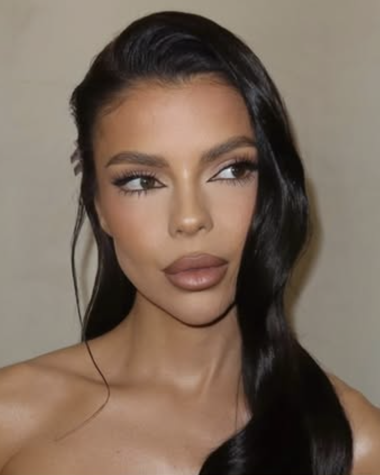 Sculpted makeup on a dark-haired model